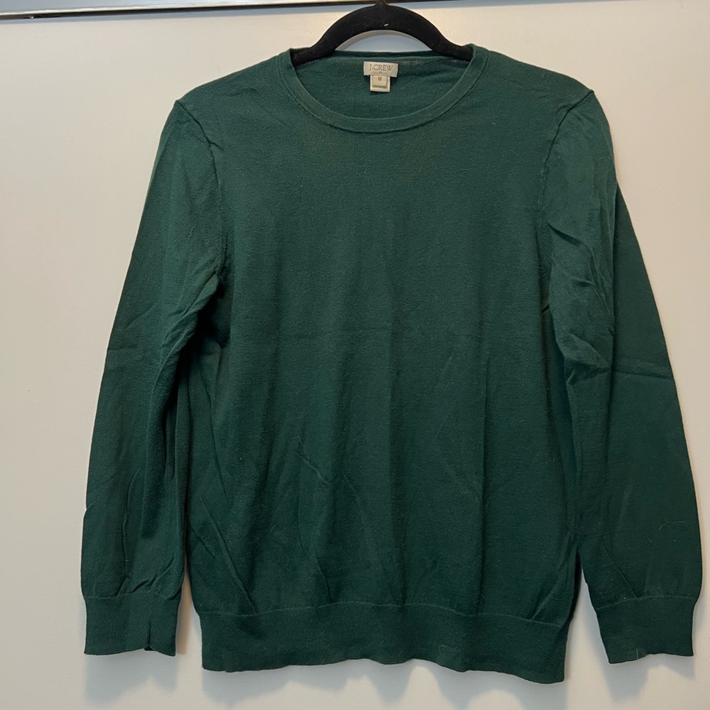 J. Crew Emerald green crewneck pullover sweater, size M